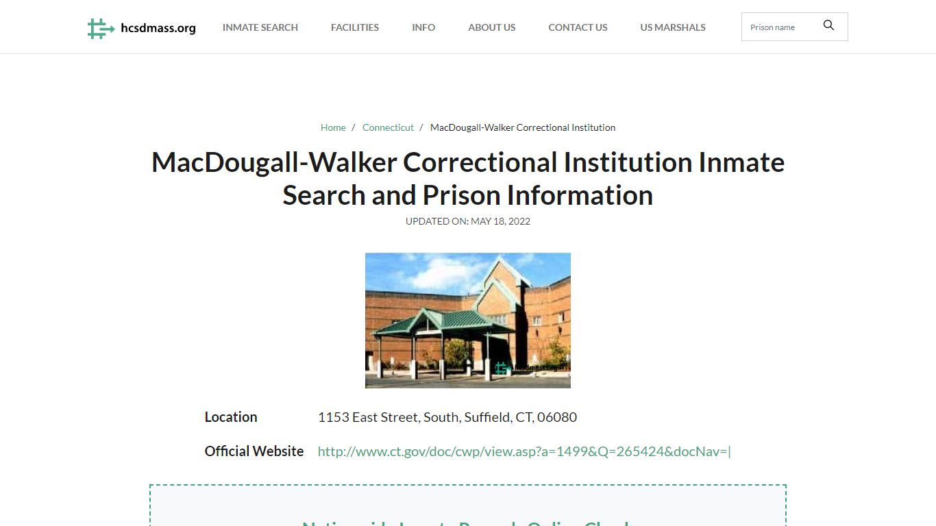 MacDougall-Walker Correctional Institution Inmate Search ...